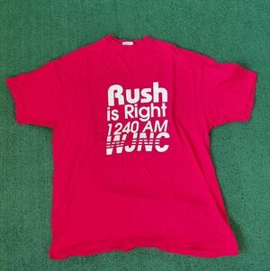 VINTAGE 1993 Rush Is Right 1240 AM WUNC Radio Show Rush Limbaugh 90's Red T Shir